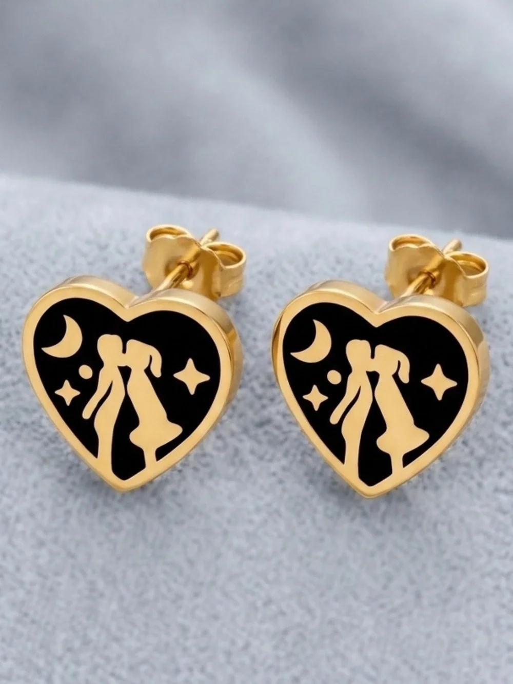 “Schoolyard Crush” Little Lovers First Kiss Puppy Love Child Romance Heart Studs